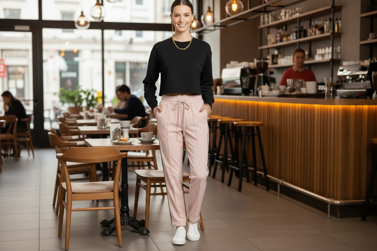 Pantalón Cargo con Líneas a los Lados 🟤 | Cintura Elástica y Ajustable