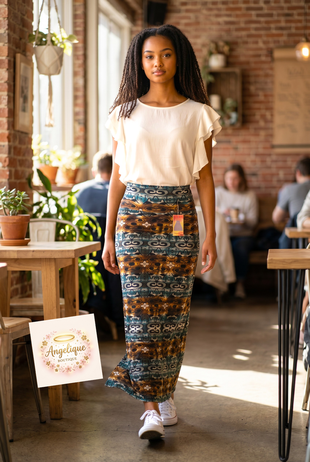 Falda Maxi Mosaico con Stretch – 65% Algodón / 35% Poliéster