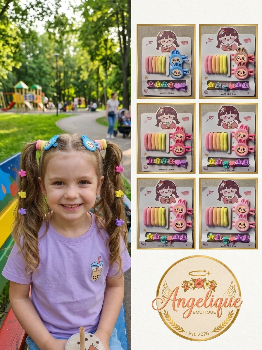 La Bubu Hair Clips Set of 14 – Cute Character Mini Clips