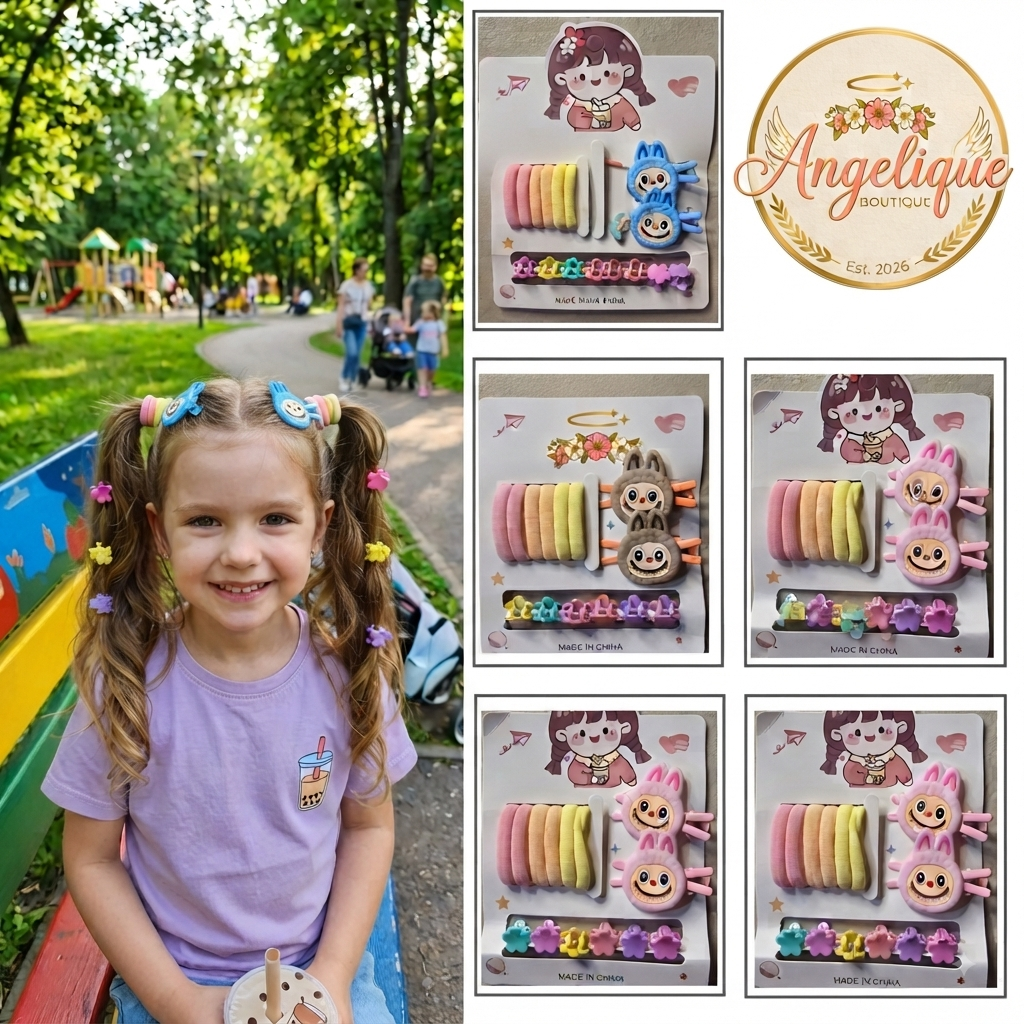 La Bubu Hair Clips Set of 14 – Cute Character Mini Clips