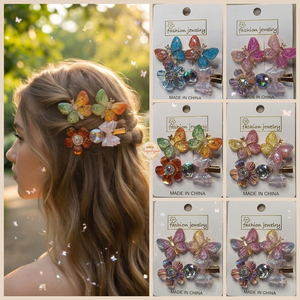 Butterfly Hair Pins Set of 2 – Glitter Bobby Pins for Girls