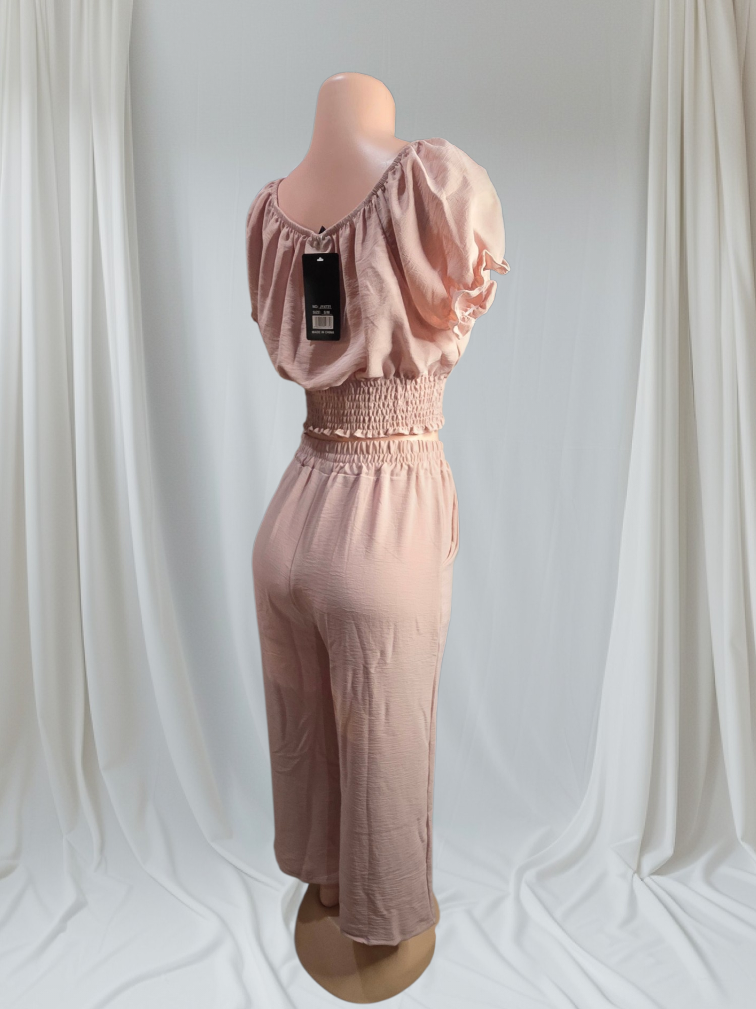 Set de 2 Piezas Mujer Top y Pantalón Fluido | Verde Claro Rosa Kaki Morado