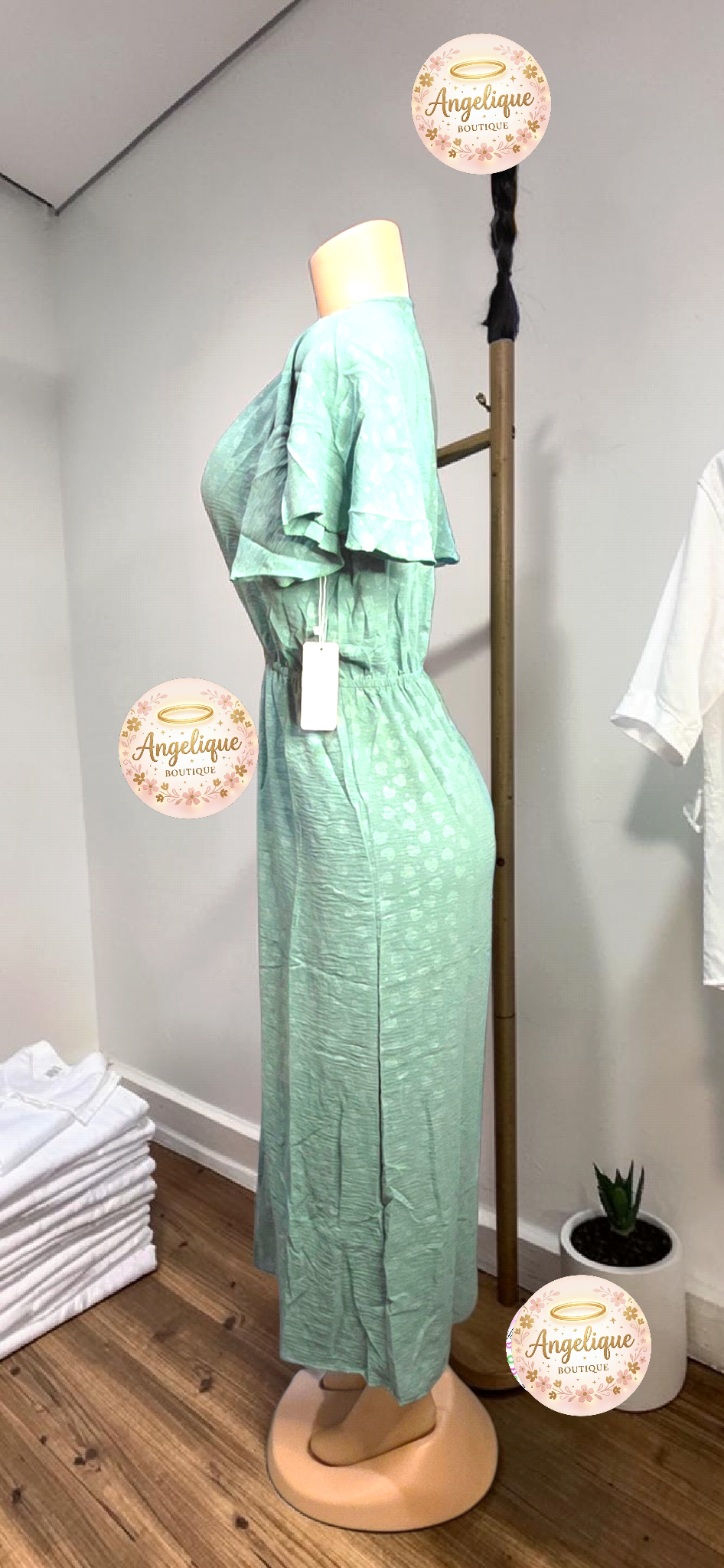 Vestido Largo con Estampado de Corazones