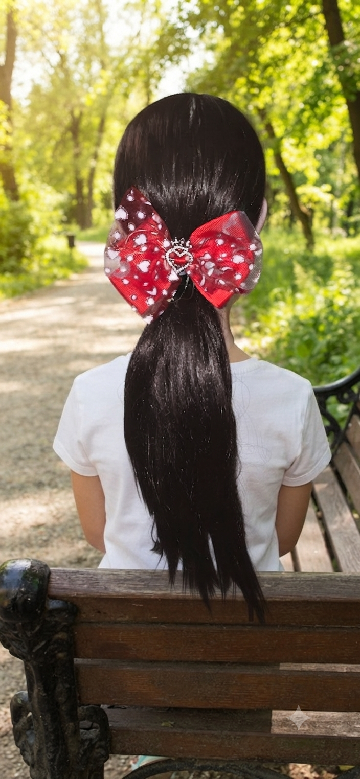Princess Crown Heart Hair Bow with Light