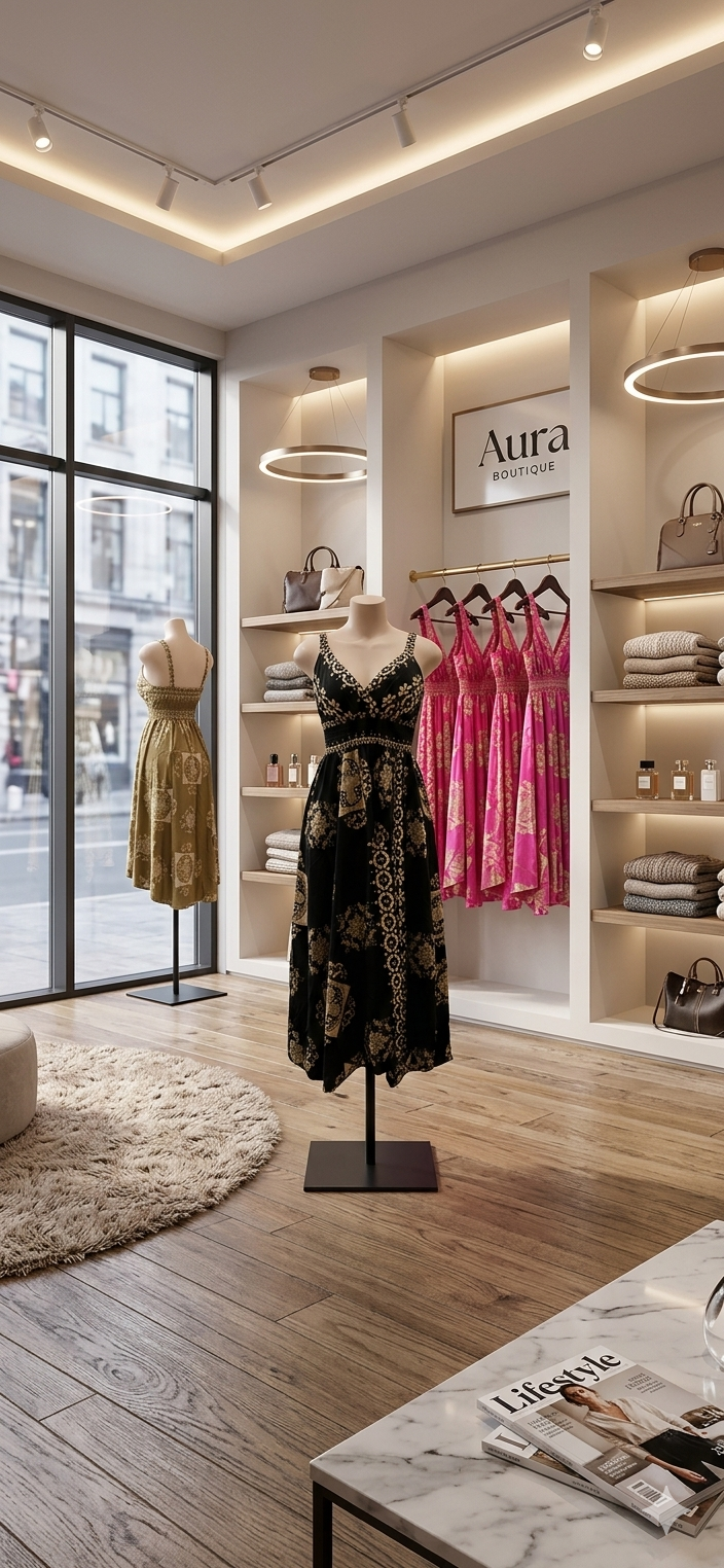 Vestido Largo Mosaico Floral con Stretch