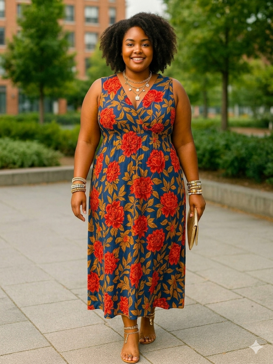 Vestido Floral Plus Size – Elegante y Cómodo | 2XL