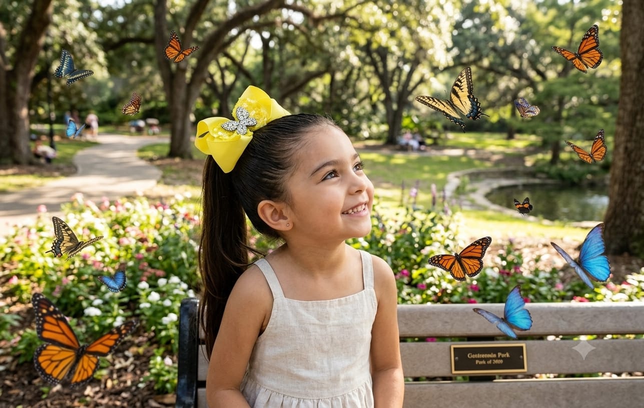 Glitter Butterfly Big Hair Bow Clip for Girls