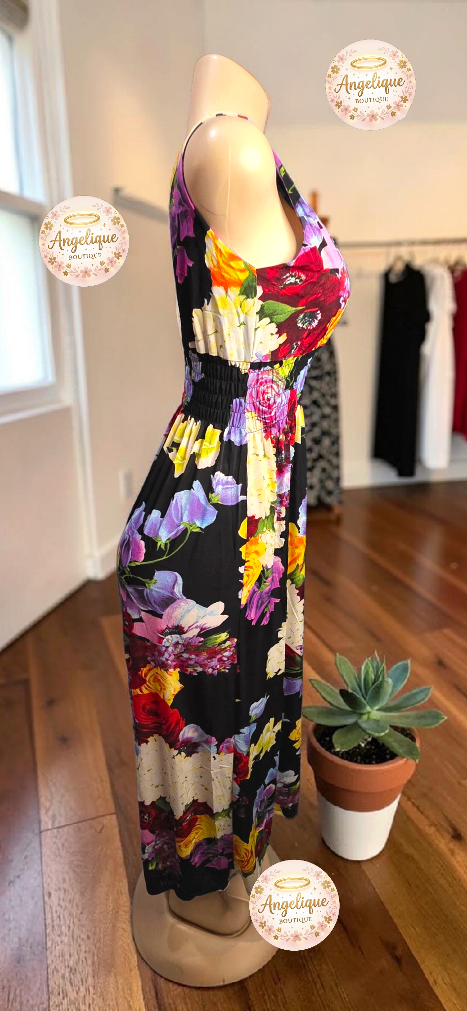 Maxi Vestido Floral Elegante – Poliéster y Spandex