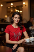 Blusa con Piedrería de Lazo en Rojo