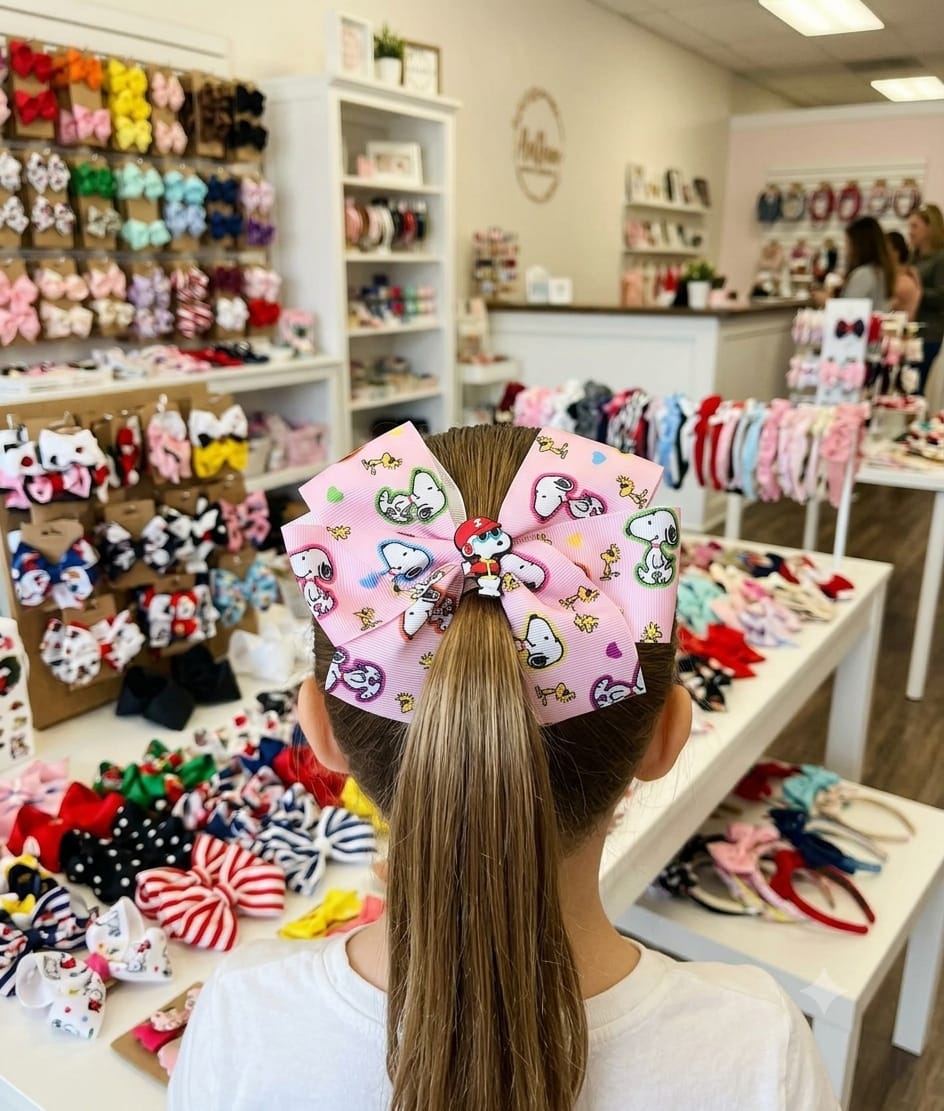 Snoopy Grosgrain Hair Bow Clip for Girls