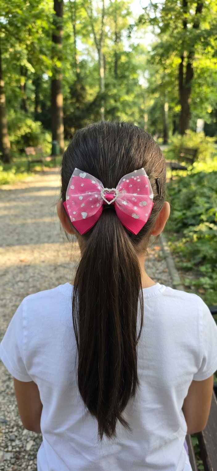 Princess Crown Heart Hair Bow with Light