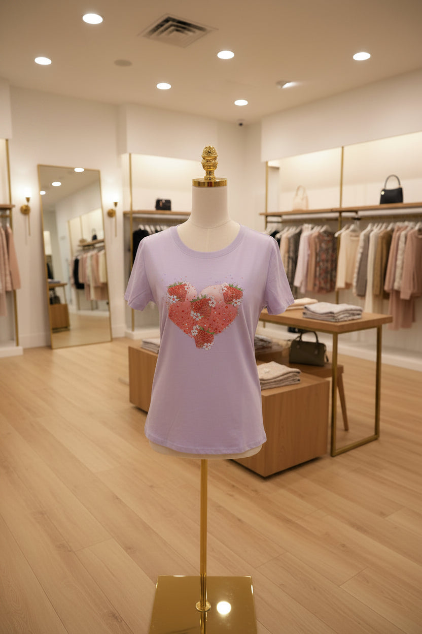 Blusa de Fresas con Piedrería — Alta Calidad