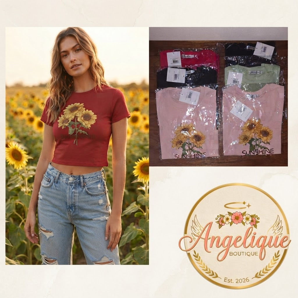 Women's Sunflower Print Crop Top – Floral Style