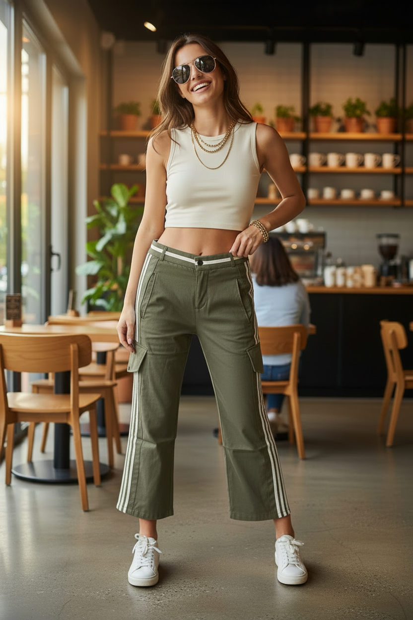 Pantalón Cargo Largo | Verde Olivo, Negro, Kaki & Azul