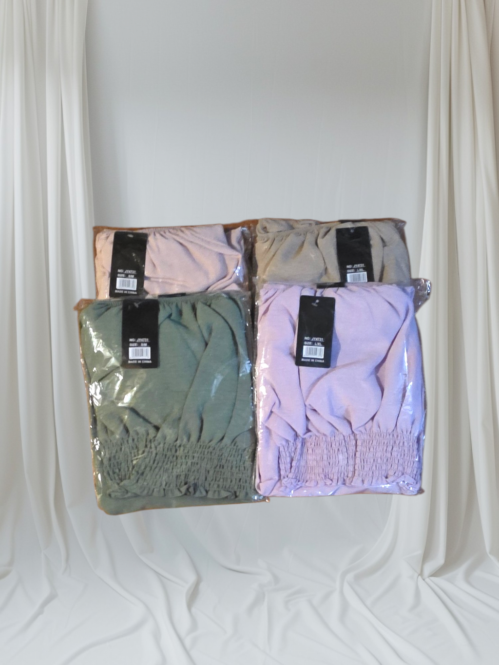 Set de 2 Piezas Mujer Top y Pantalón Fluido | Verde Claro Rosa Kaki Morado