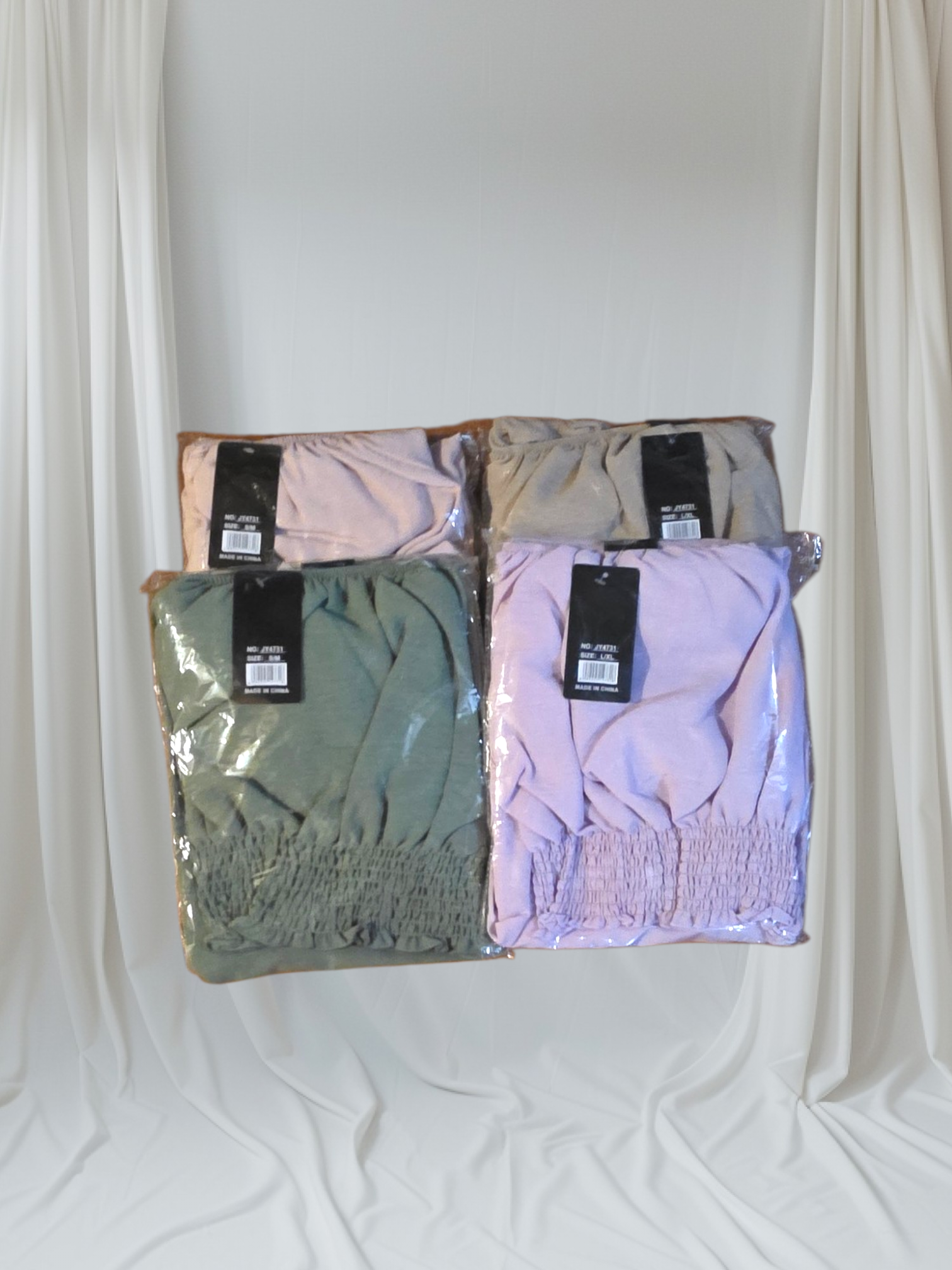 Set de 2 Piezas Mujer Top y Pantalón Fluido | Verde Claro Rosa Kaki Morado