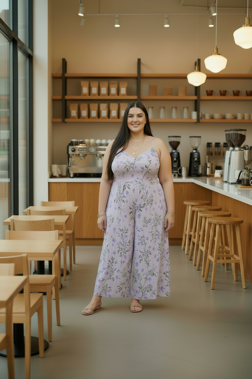 Enterizo Floral con Escote en la Espalda – 95% Poliéster / 5% Elastano