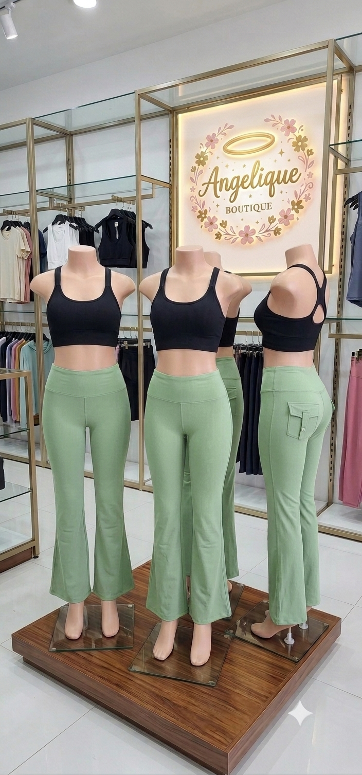 Leggings Acampanado con Bolsillos y Botones Media Compresión Grande-Extragrande