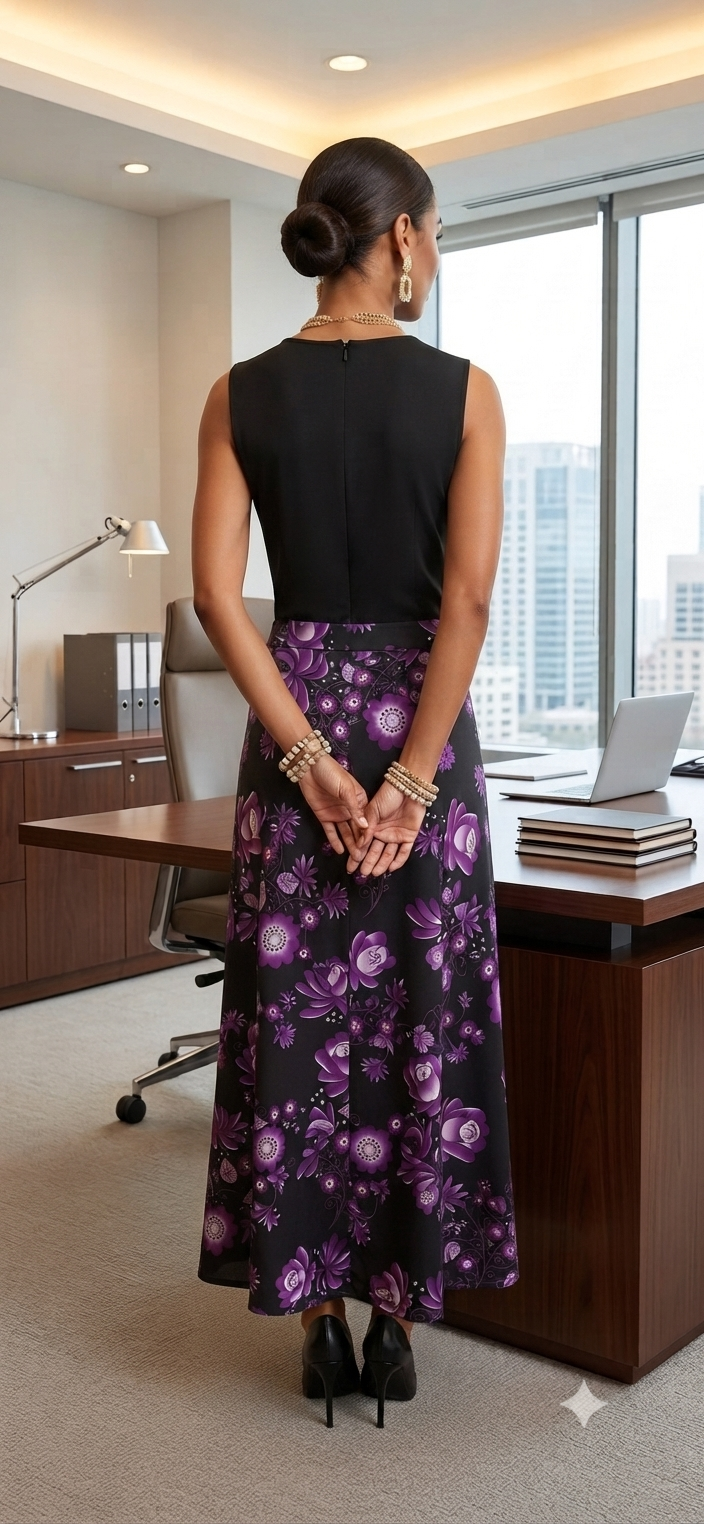 Floral A-Line Midi Skirt & Cutout Top Set