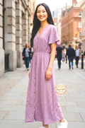 Vestido Largo con Estampado de Corazones