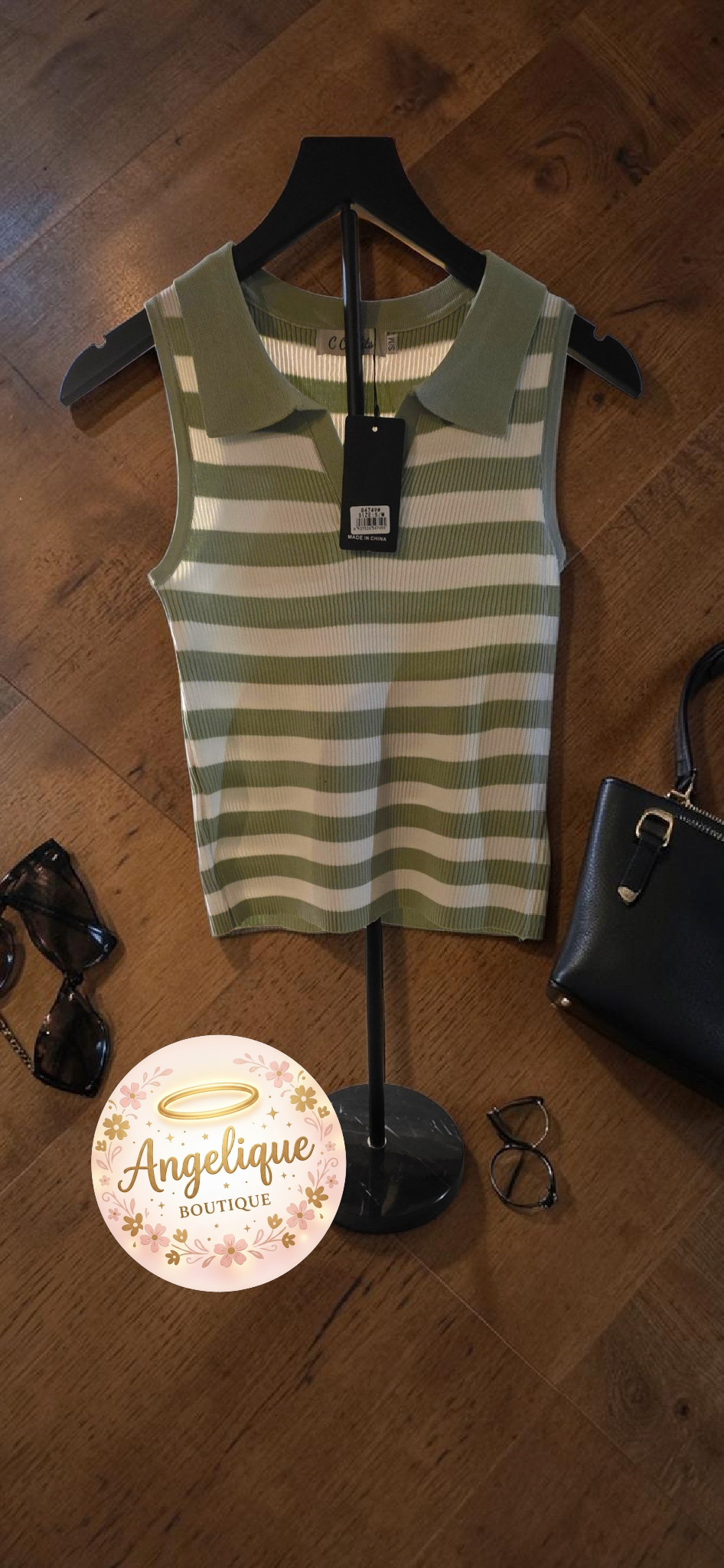 Blusa Rayada Sin Mangas Cuello en V – 100% Poliéster | 5 Combinaciones de Color