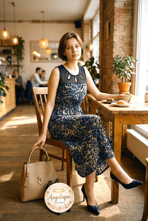 Animal Print Maxi Dress | Elegant Leopard | Sizes L-XL | Angelique Boutique