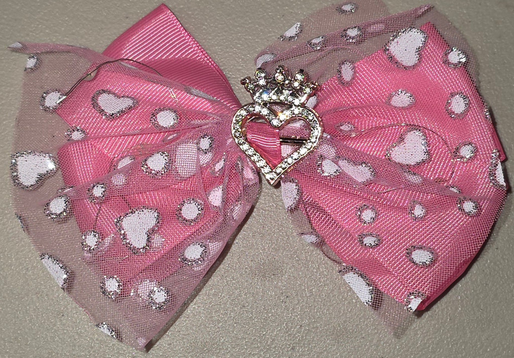 Princess Crown Heart Hair Bow with Light