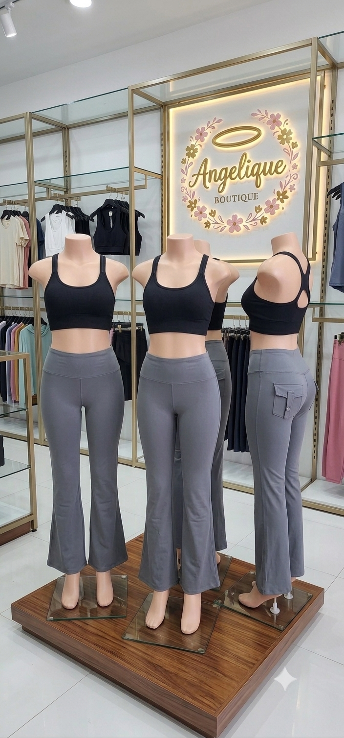 Leggings Acampanado con Bolsillos y Botones Media Compresión Grande-Extragrande