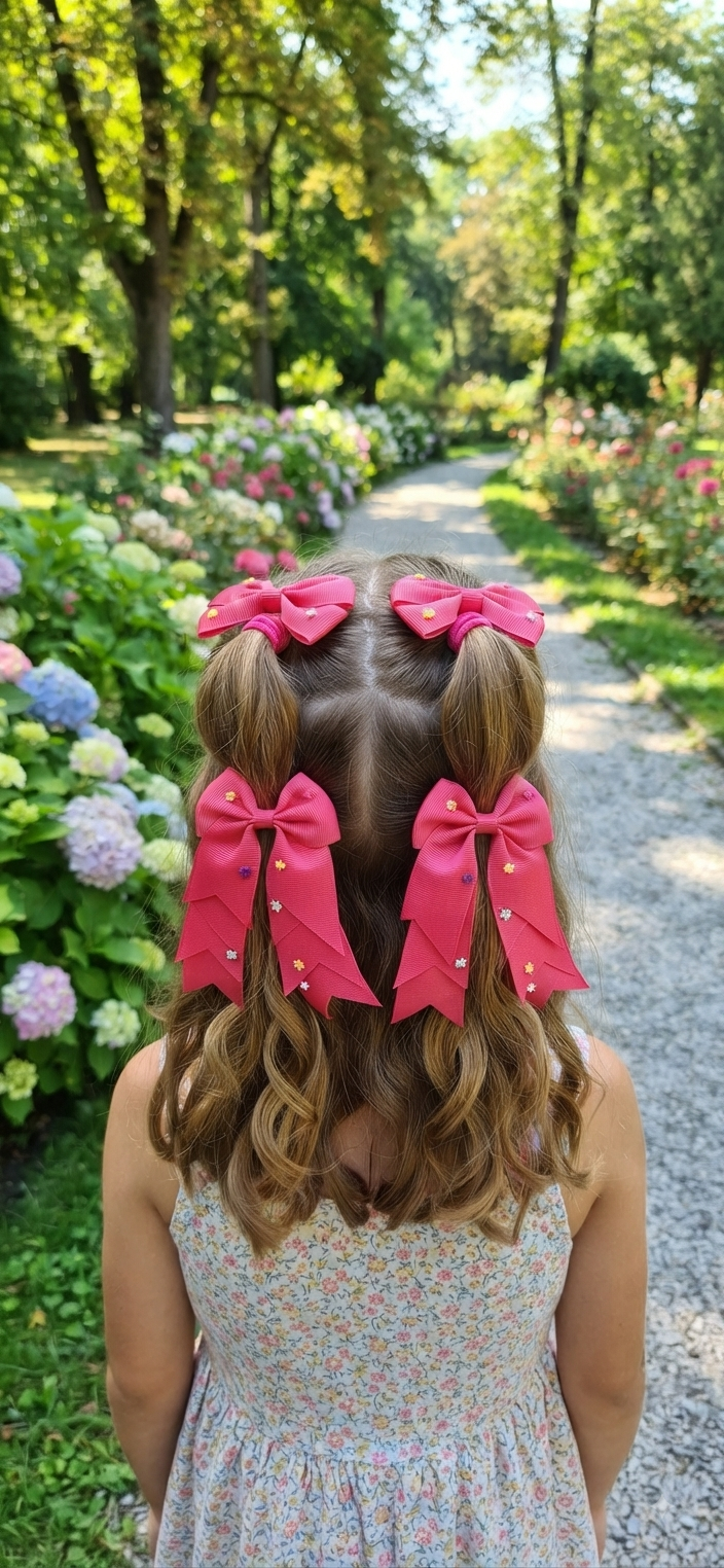 Girls Hair Bows Set of 4 – Colorful Bow Clips for Kids