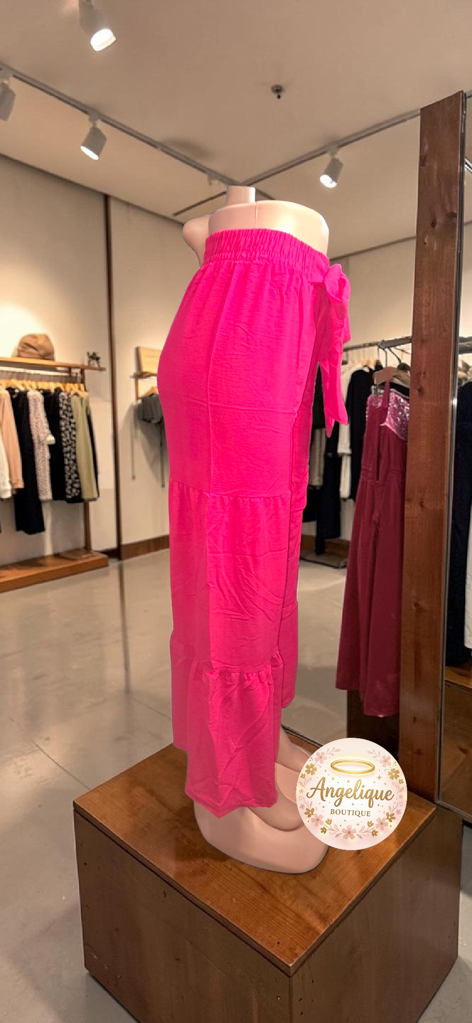 Pantalón Palazzo Largo | Rosa Fucsia, Rosa Claro & Negro