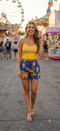 Short Estampado Tropical con Bolsillos y Elástico