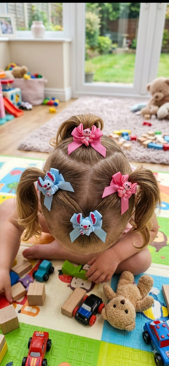 Stitch and Angela Hair Bows for Girls – Cute Character Bow