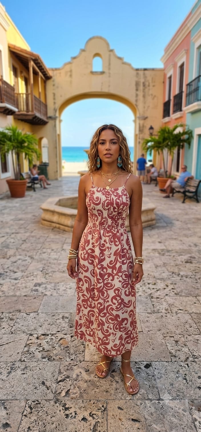 Vestido Midi Circulose con Tiras Spaghetti