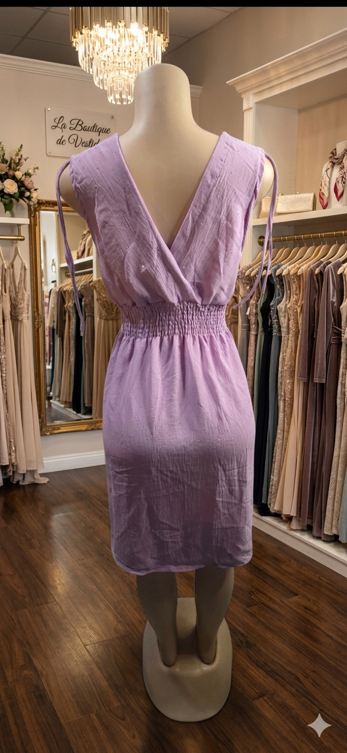 Vestido con Piedría | Tiras Spaghetti | Escote en V | Alta Calidad