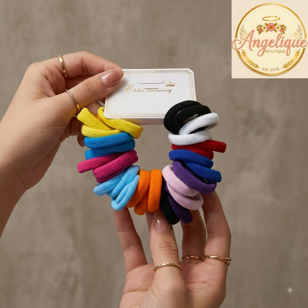 Set of 30 Hair Ties – Colorful Elastic Ponytail Bands