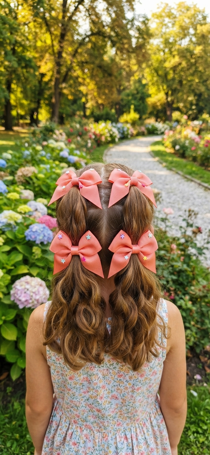 Girls Hair Bows Set of 4 – Colorful Bow Clips for Kids