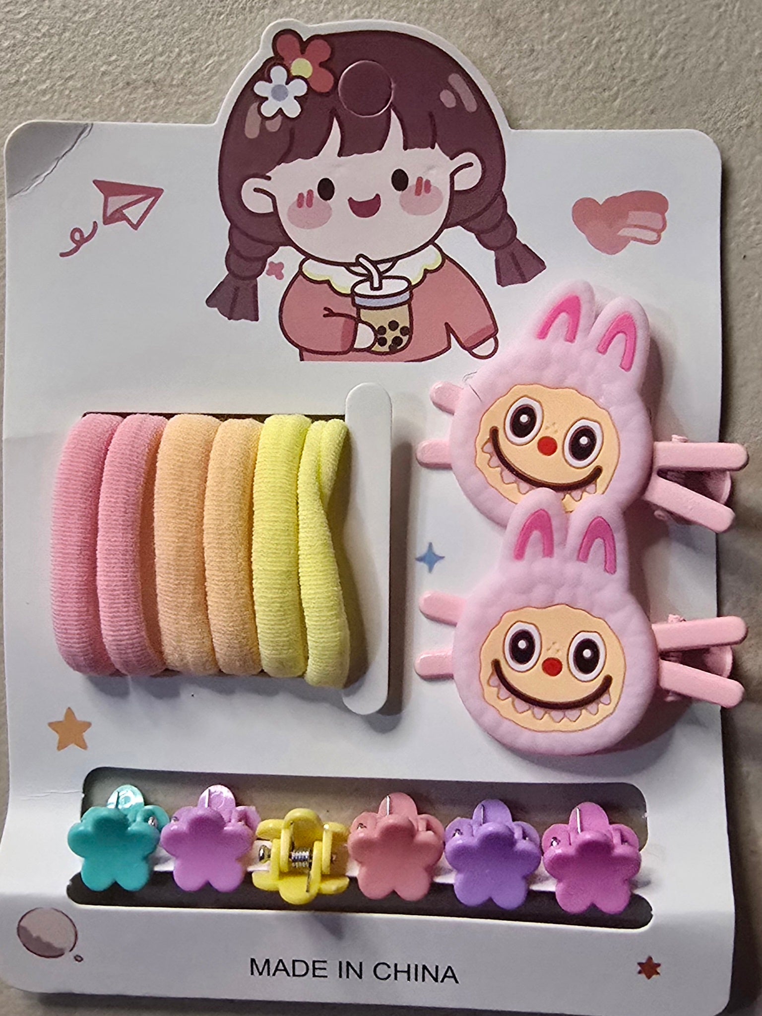 La Bubu Hair Clips Set of 14 – Cute Character Mini Clips