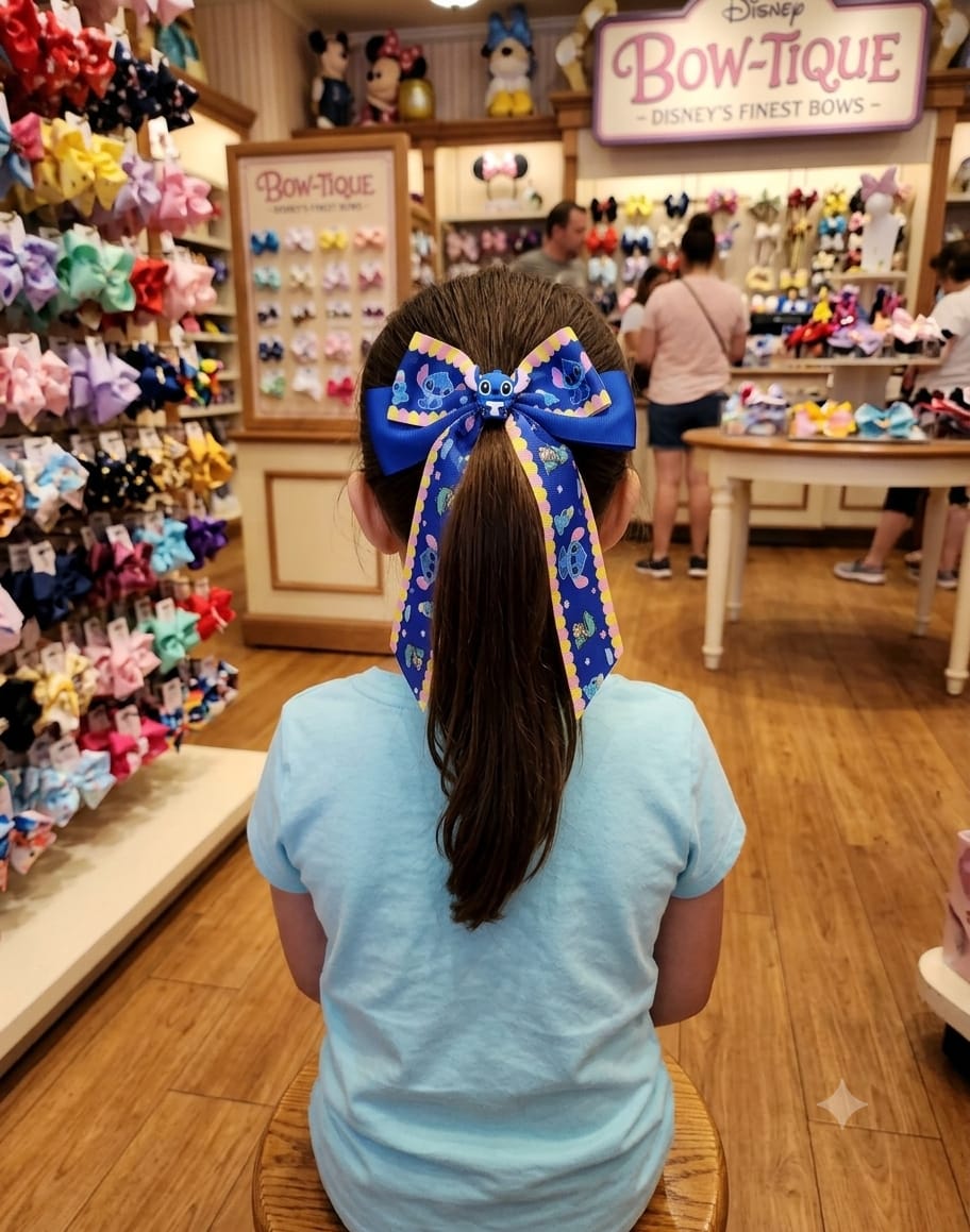 Stitch & Angel Tail Hair Bow Clip for Girls
