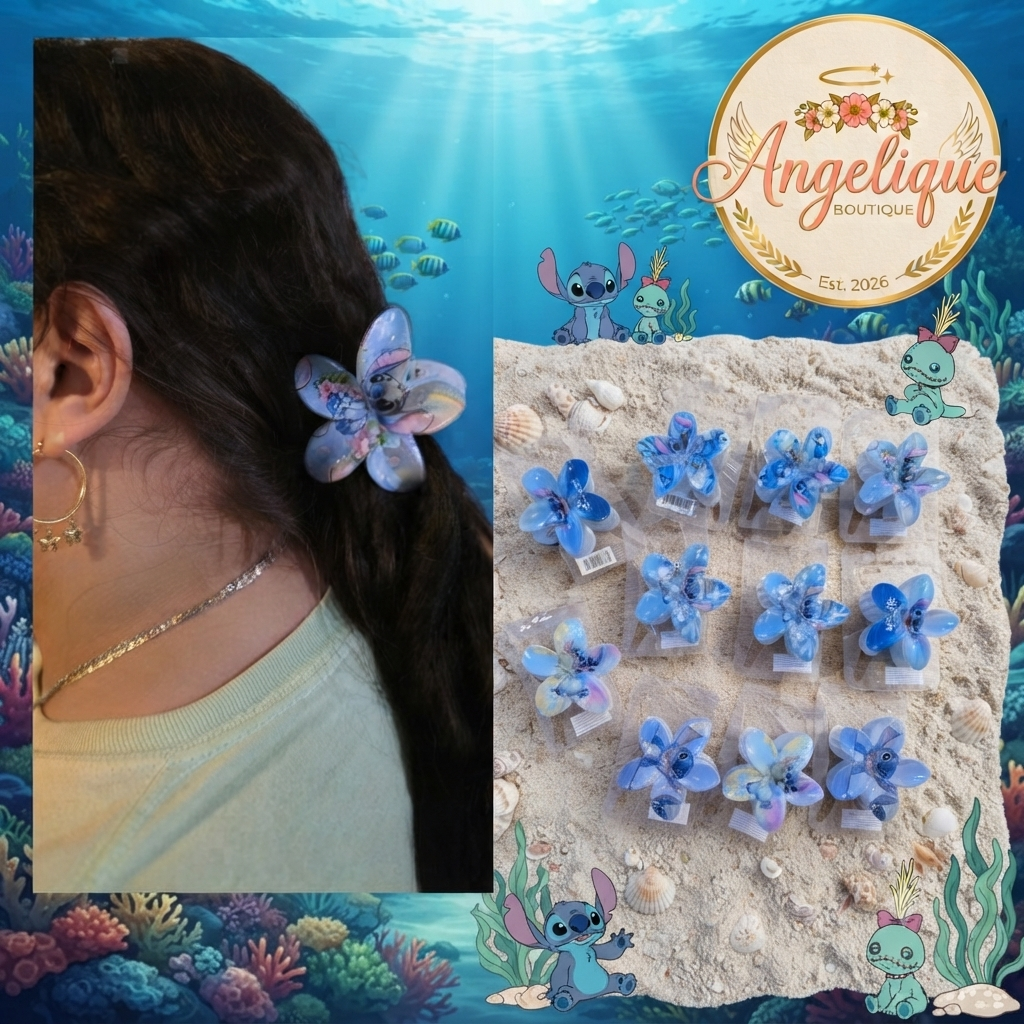 Stitch Flower Hair Clips – Cute Character Hair Accessories
