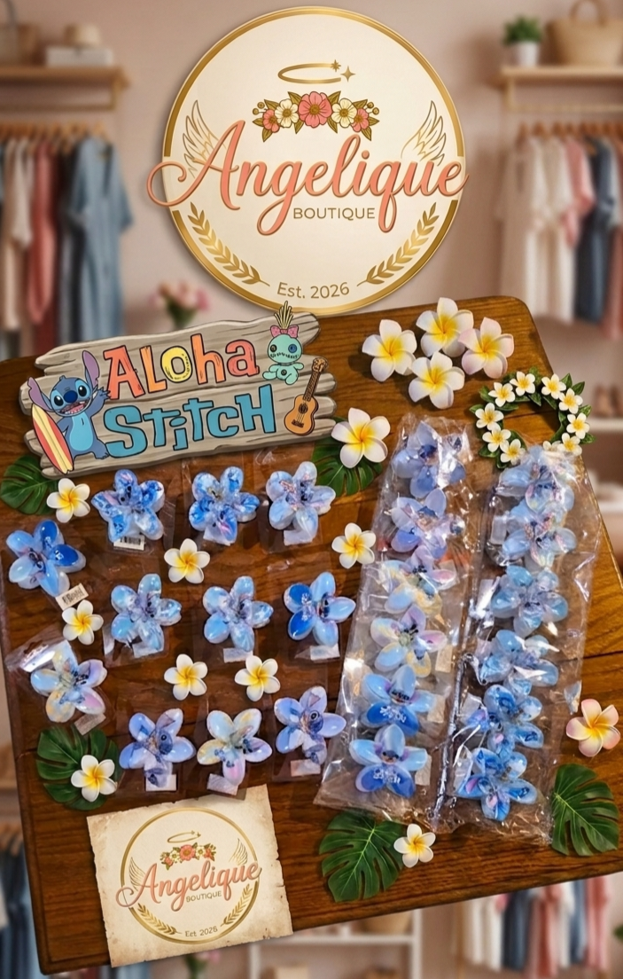 Stitch Flower Hair Clips – Cute Character Hair Accessories