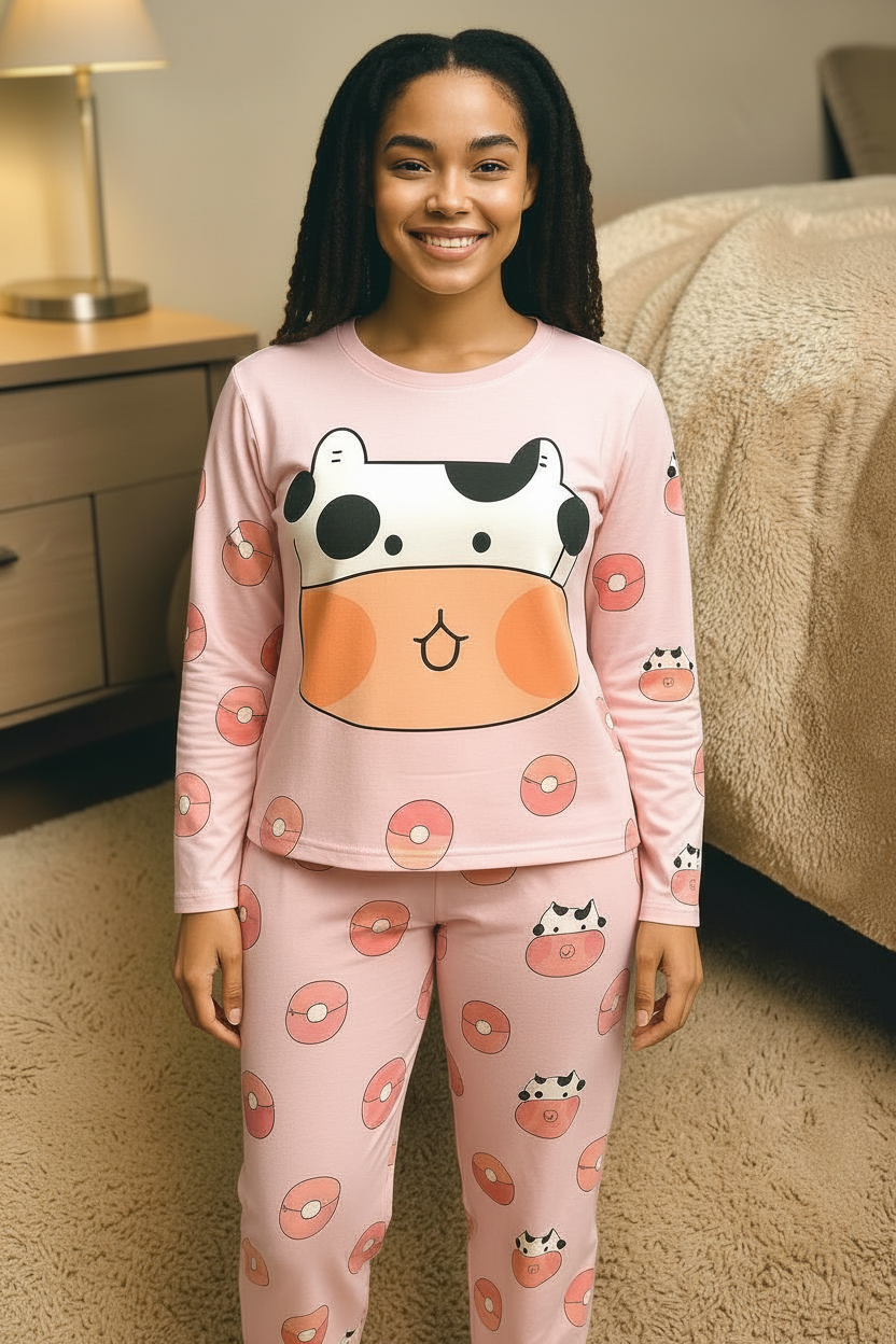 Set Pijama de Dos Piezas Vaquita | Manga Larga | Alta Calidad