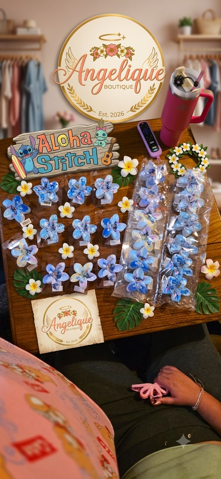 Stitch Flower Hair Clips – Cute Character Hair Accessories