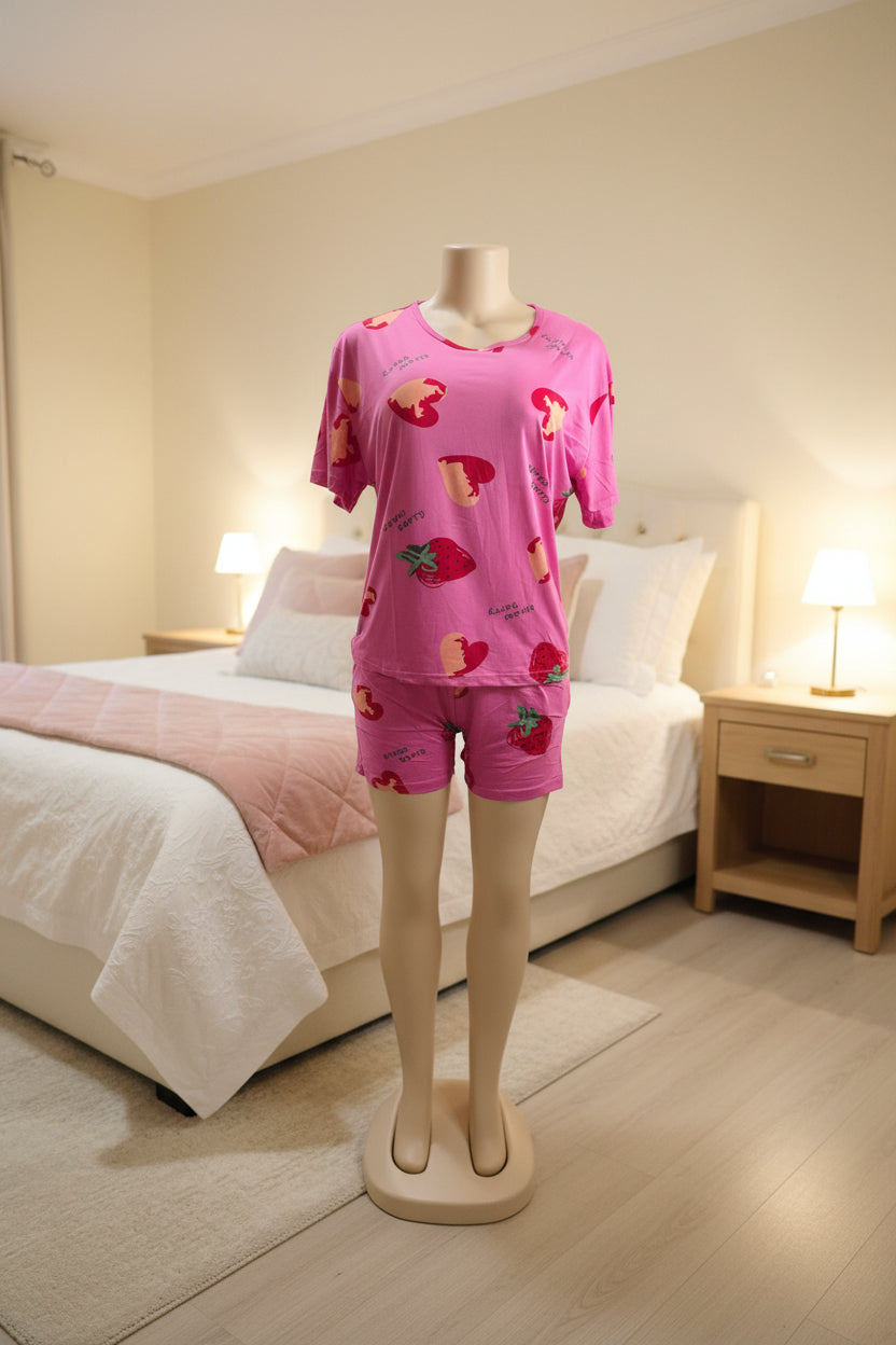 Pijama de Corazones y Fresas con Bolsillos 🍓❤️