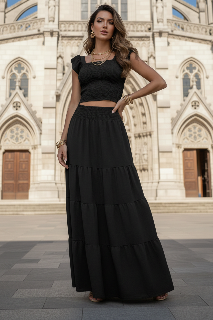 Set de Falda de Dos Piezas con Elástico Ancho en la Cintura | S/M y L/XL