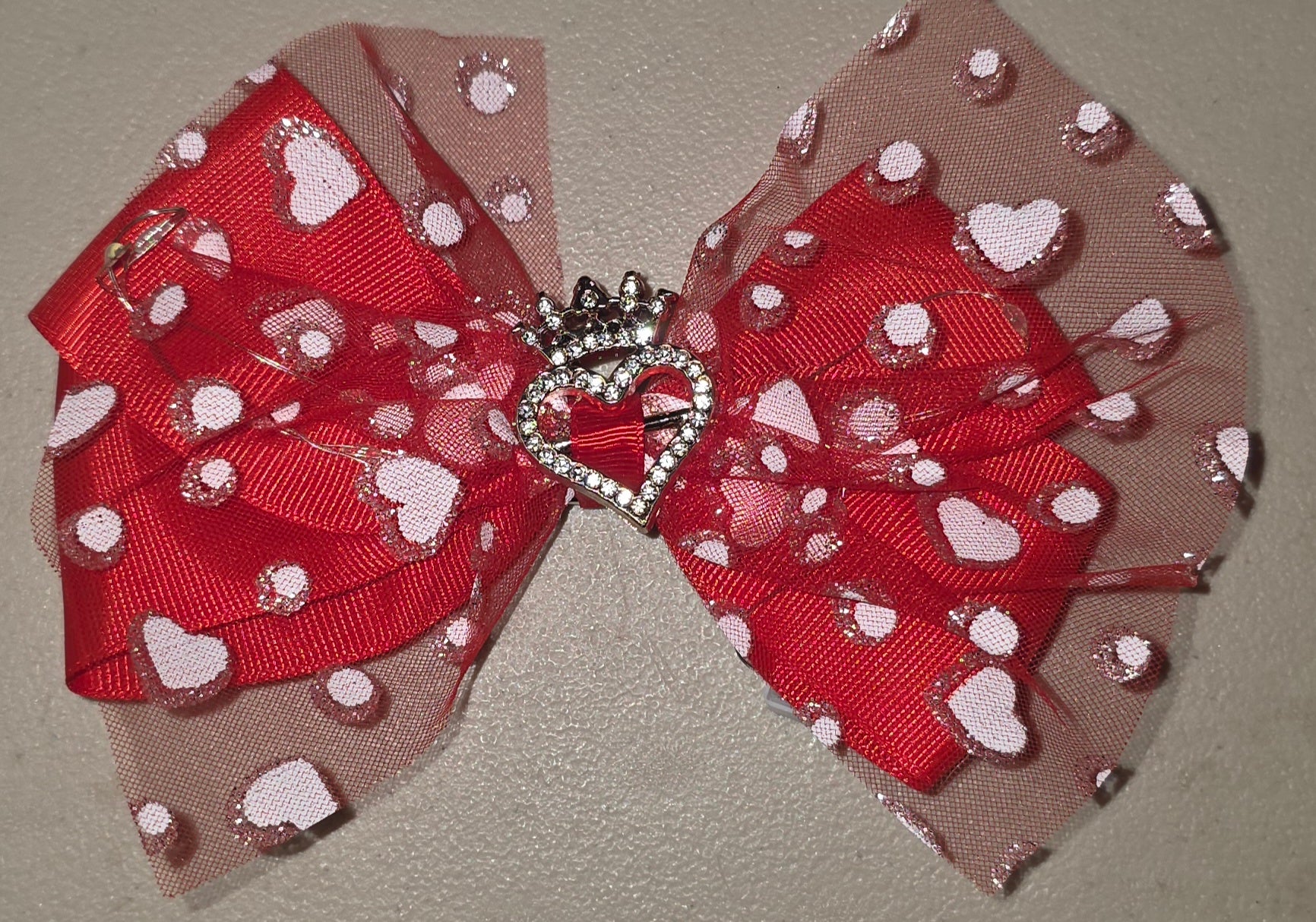 Princess Crown Heart Hair Bow with Light