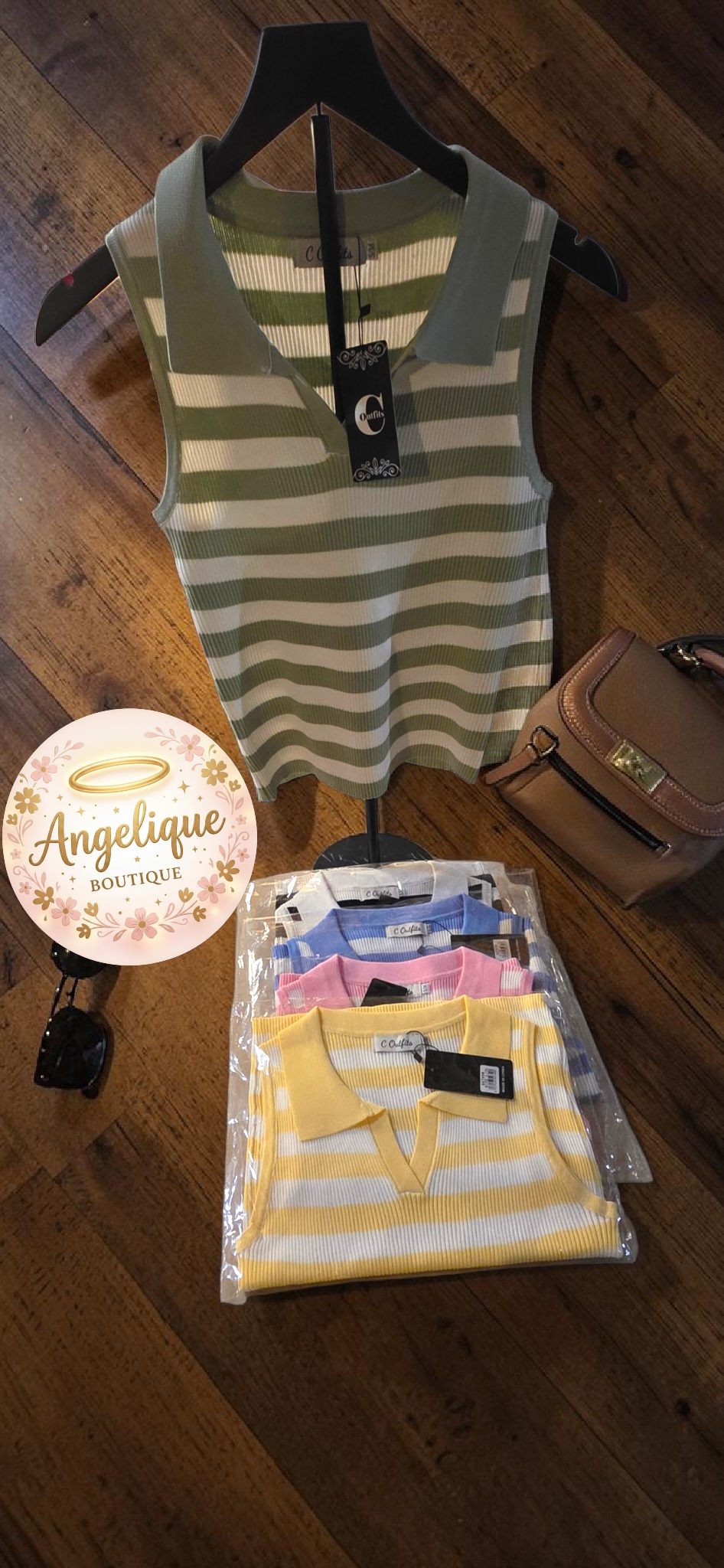 Blusa Rayada Sin Mangas Cuello en V – 100% Poliéster | 5 Combinaciones de Color