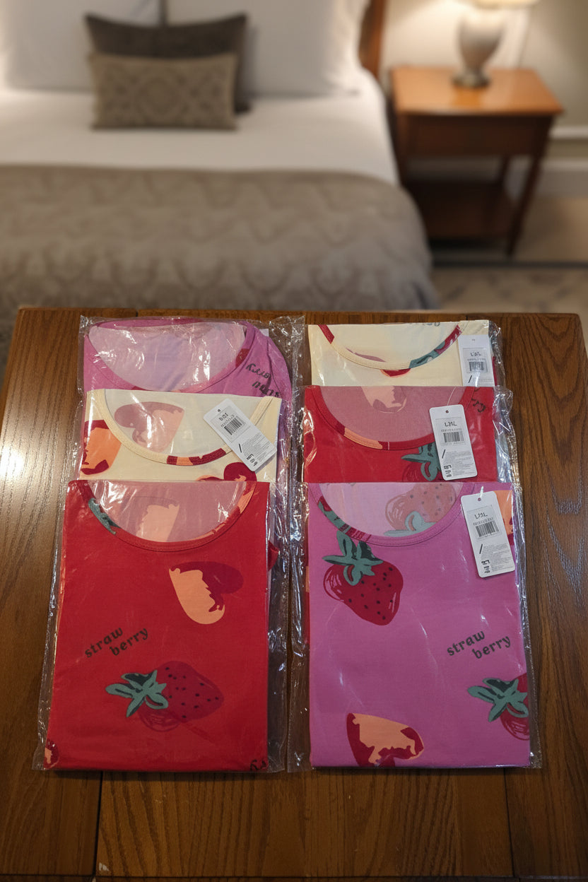Pijama de Corazones y Fresas con Bolsillos 🍓❤️