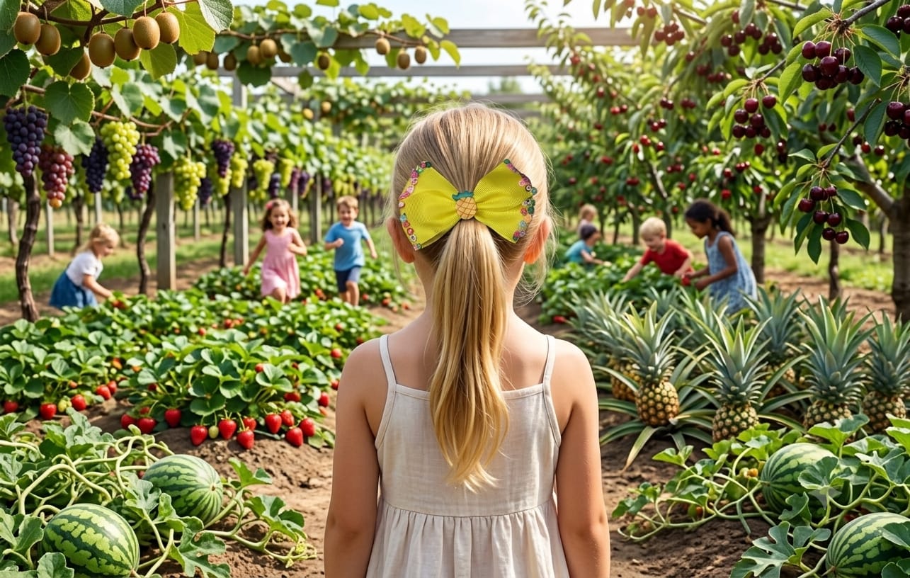 Fruit Grosgrain Hair Bow Clip for Girls