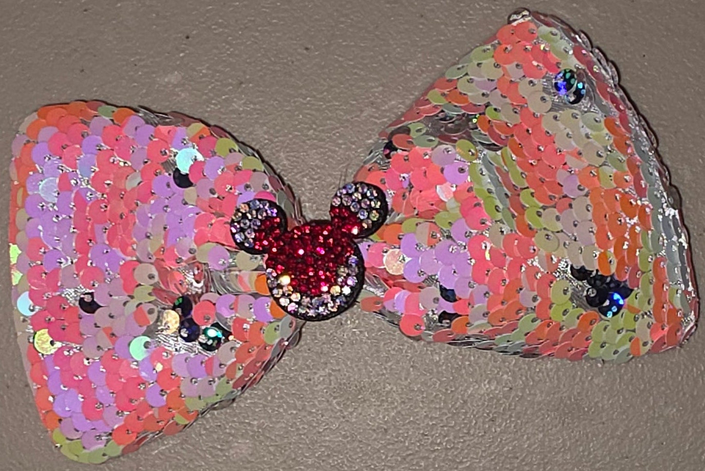 Large Sequin Mouse Ear Hair Bow for Girls