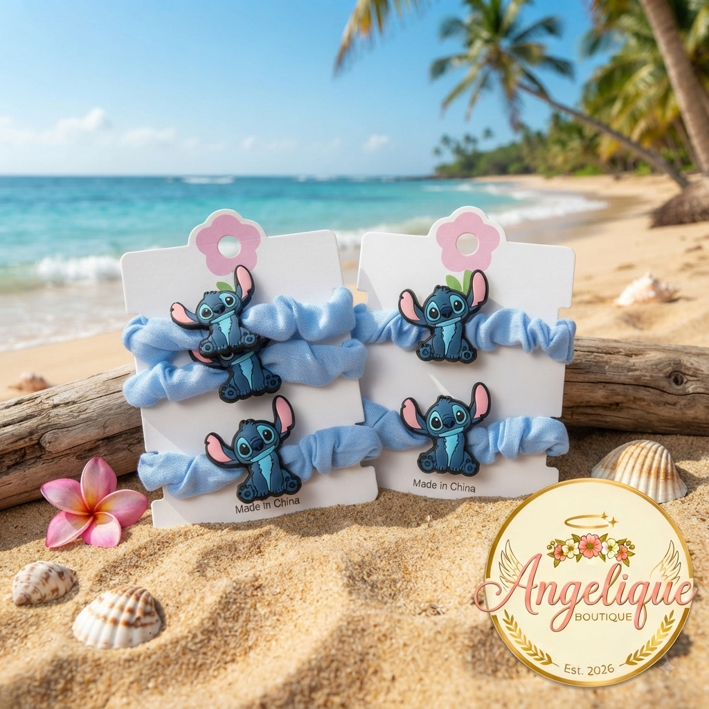 Cartoon Character Scrunchies Set of 2 – Cute Hair Ties for Girls